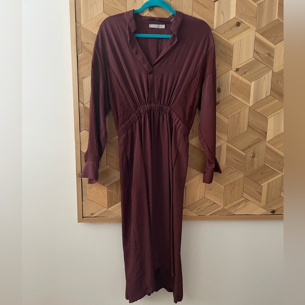 Vince plum-colored Midi Dress with tapered waist